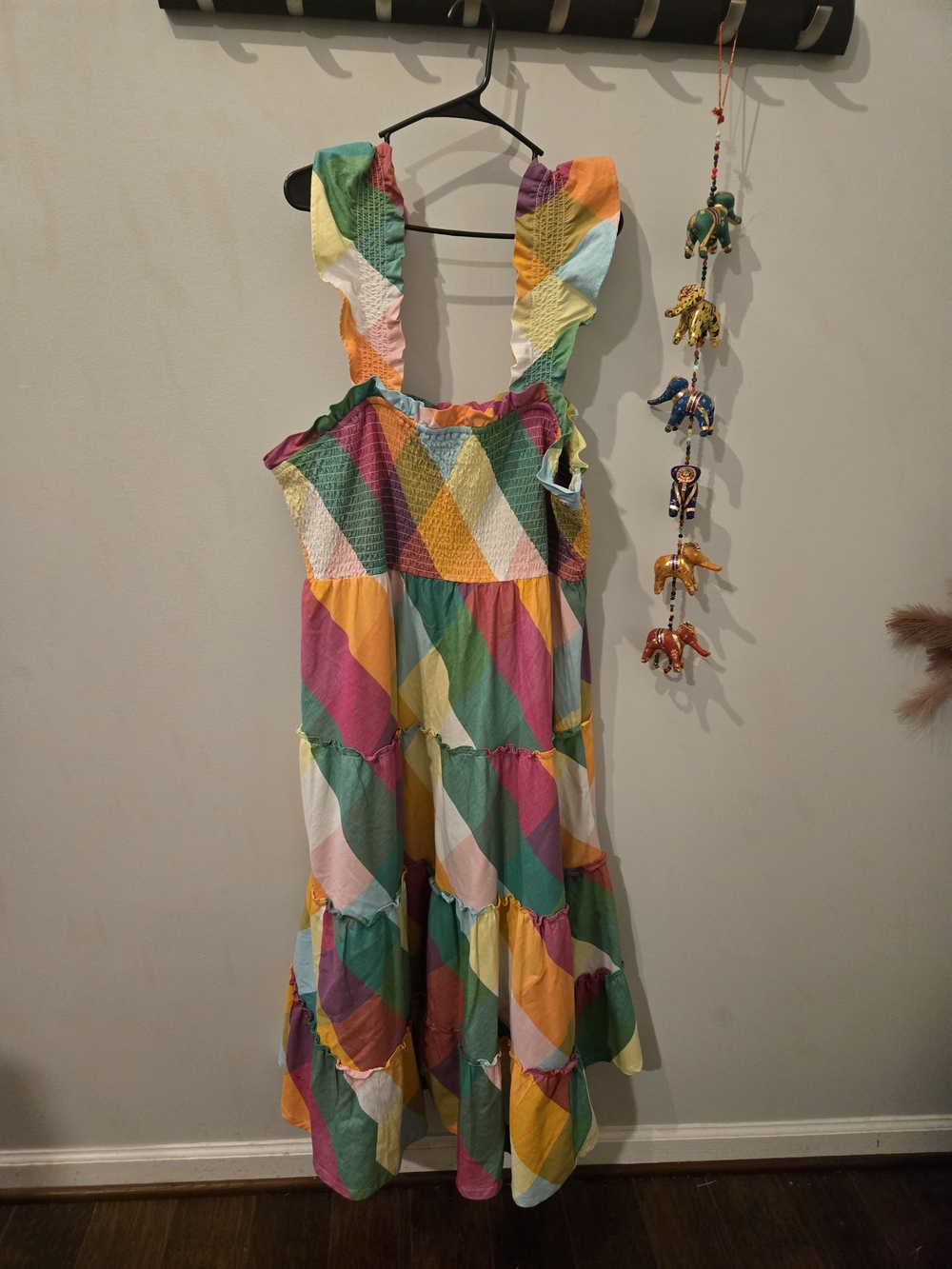 crown & ivy Multicolor Diamond-Print Sundress with Smocked Bodice